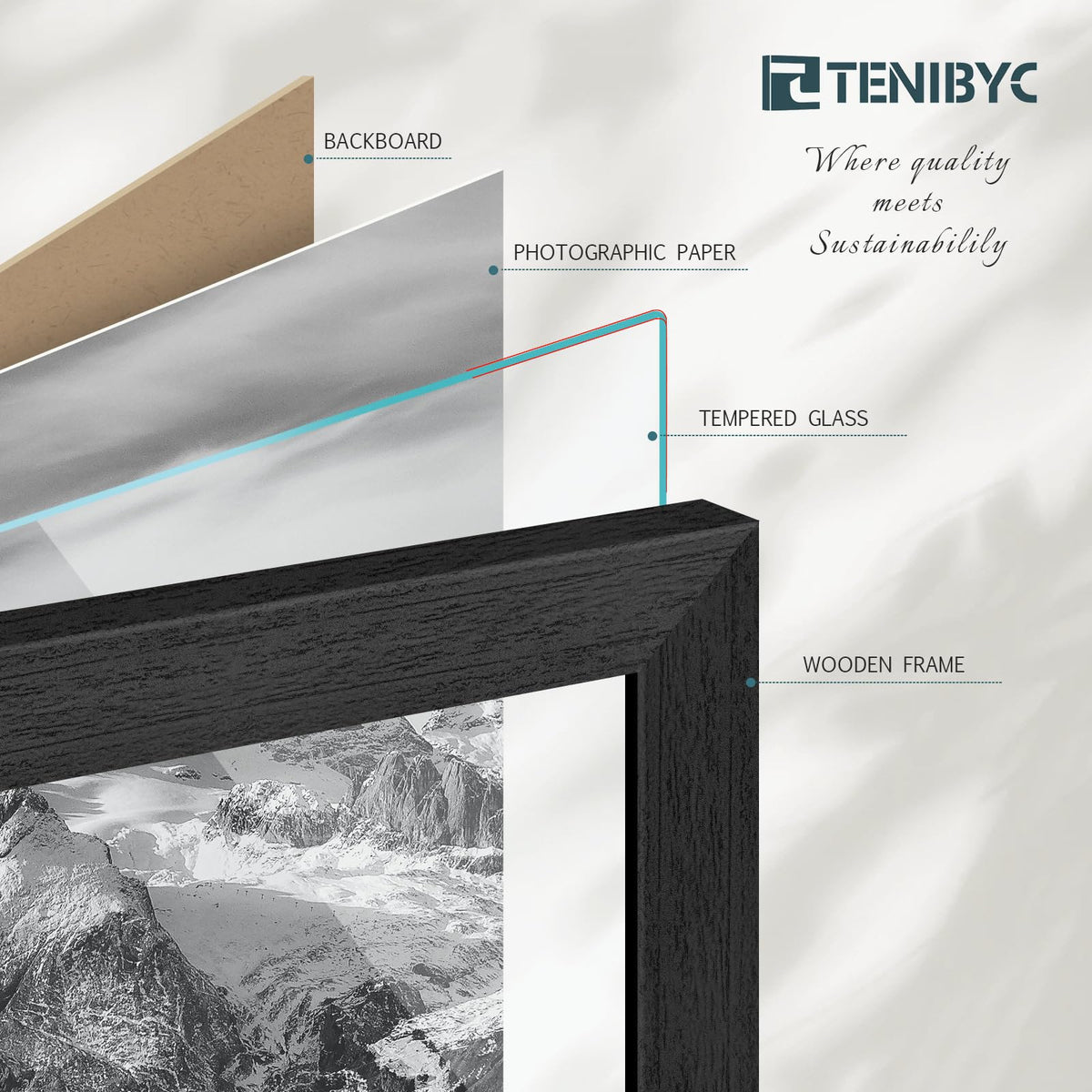 TENIBYC tempered-glass close-up highlights anti-glare and UV protection features.