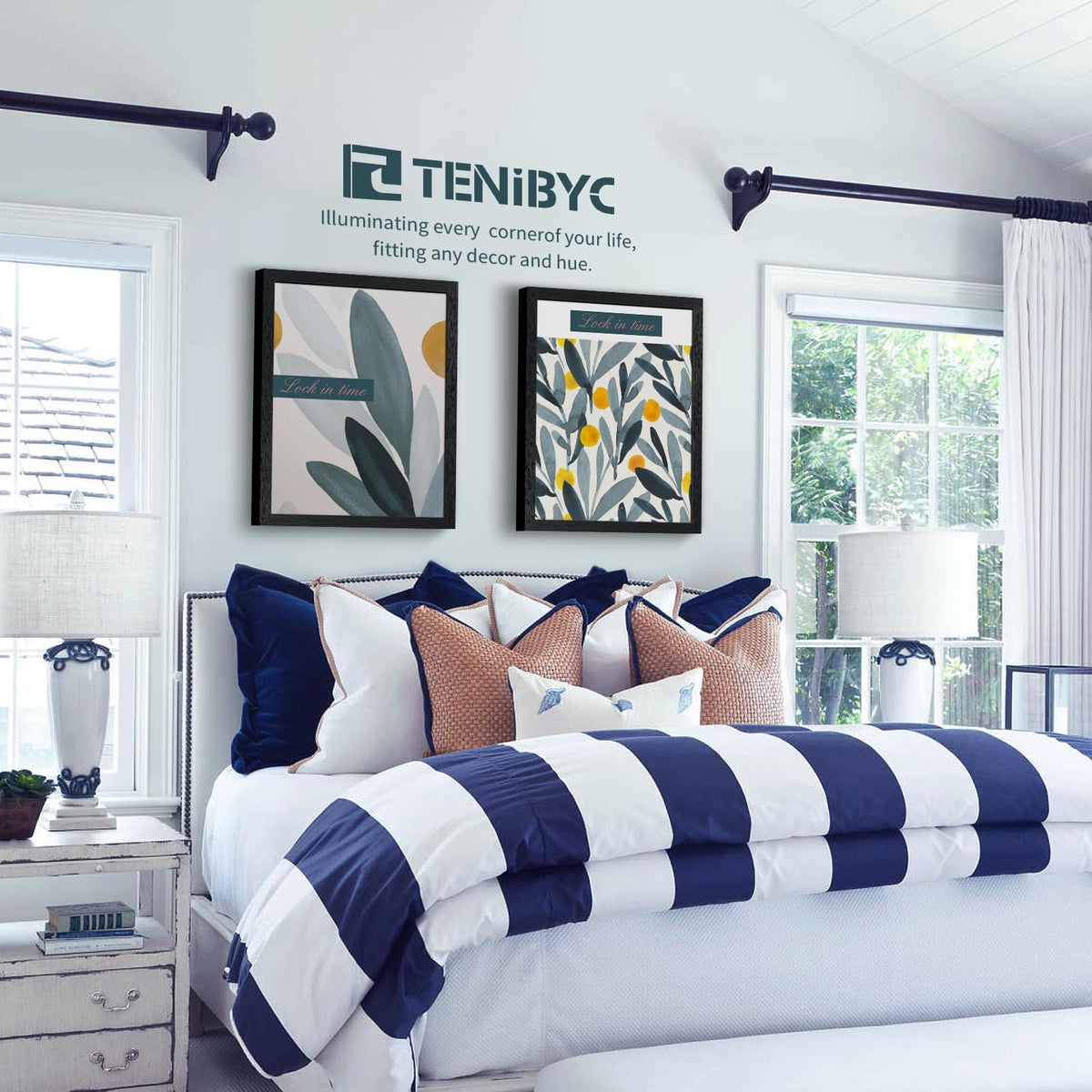 TENIBYC black woodgrain frame elevates bedrooms, offices, and living spaces.