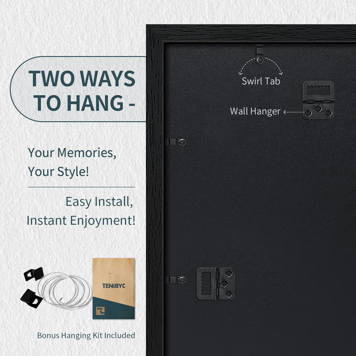 TENIBYC spin-lock setup for quick, tool-free photo mounting.