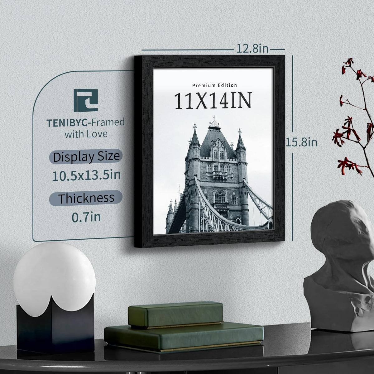 TENIBYC tempered glass anti-UV frame preserves photos without fading.