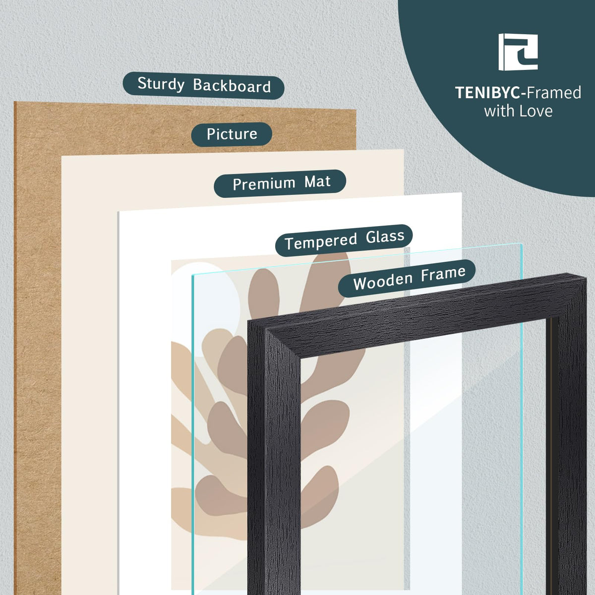 TENIBYC wall-hanging frame for vertical or horizontal gallery layouts