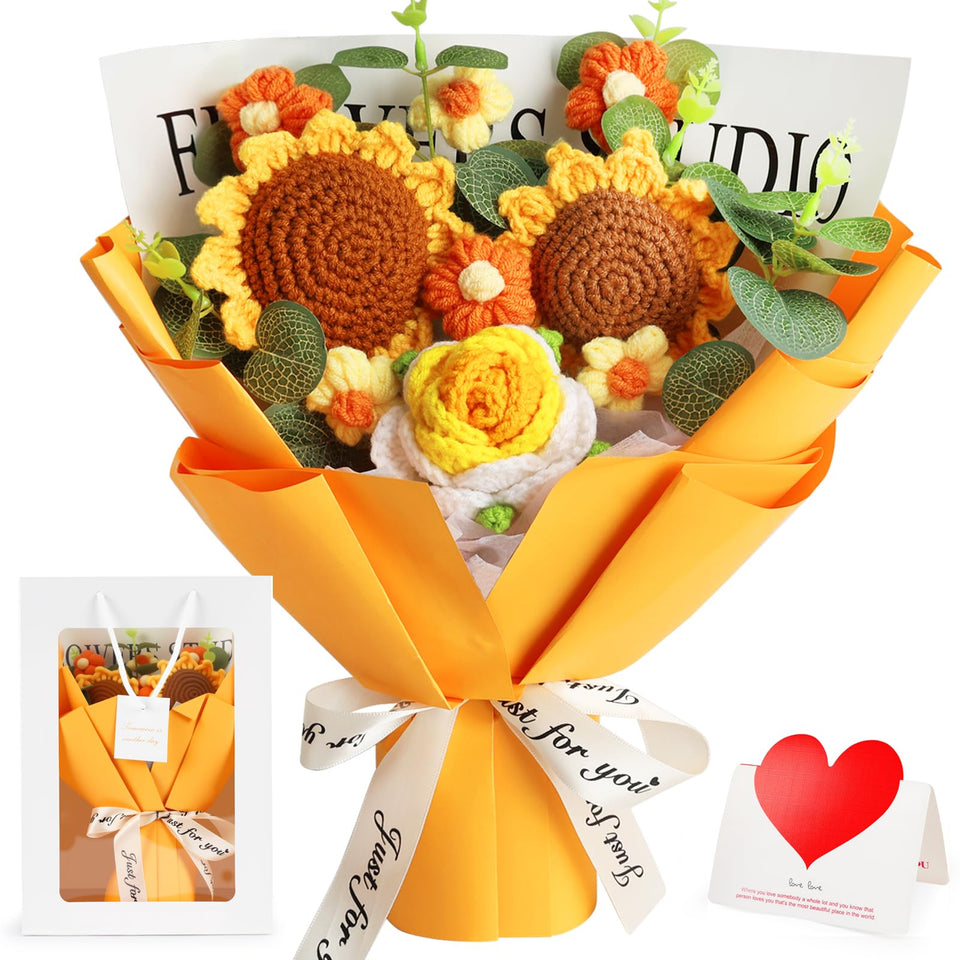 Tenn Well crochet sunflower bouquet brightens home decor with cheerful sunflowers
