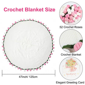 Large knit 47-inch throw with rose bouquet for cozy warmth.