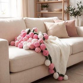 Machine washable rose blanket for easy care and long-lasting softness.