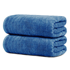 Tens Towels bath sheet 35x70 blue folded for easy display and quick reach.