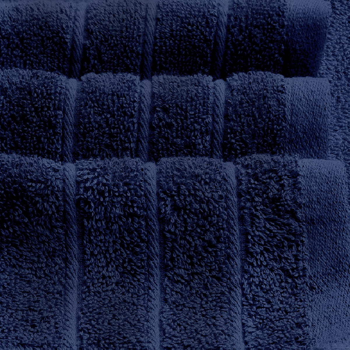 Tens Towels navy texture detail showing fine cotton weave