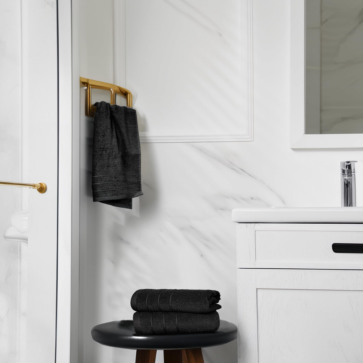 Bathroom and kitchen setup with Tens Towels 16x28 inches for daily use.