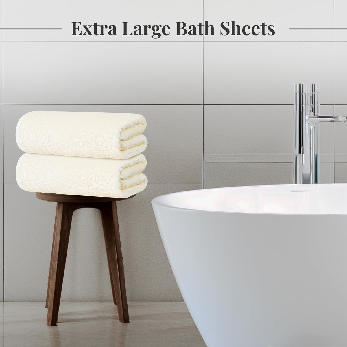 Tens Towels cream color bath sheets, soft texture and everyday comfort.