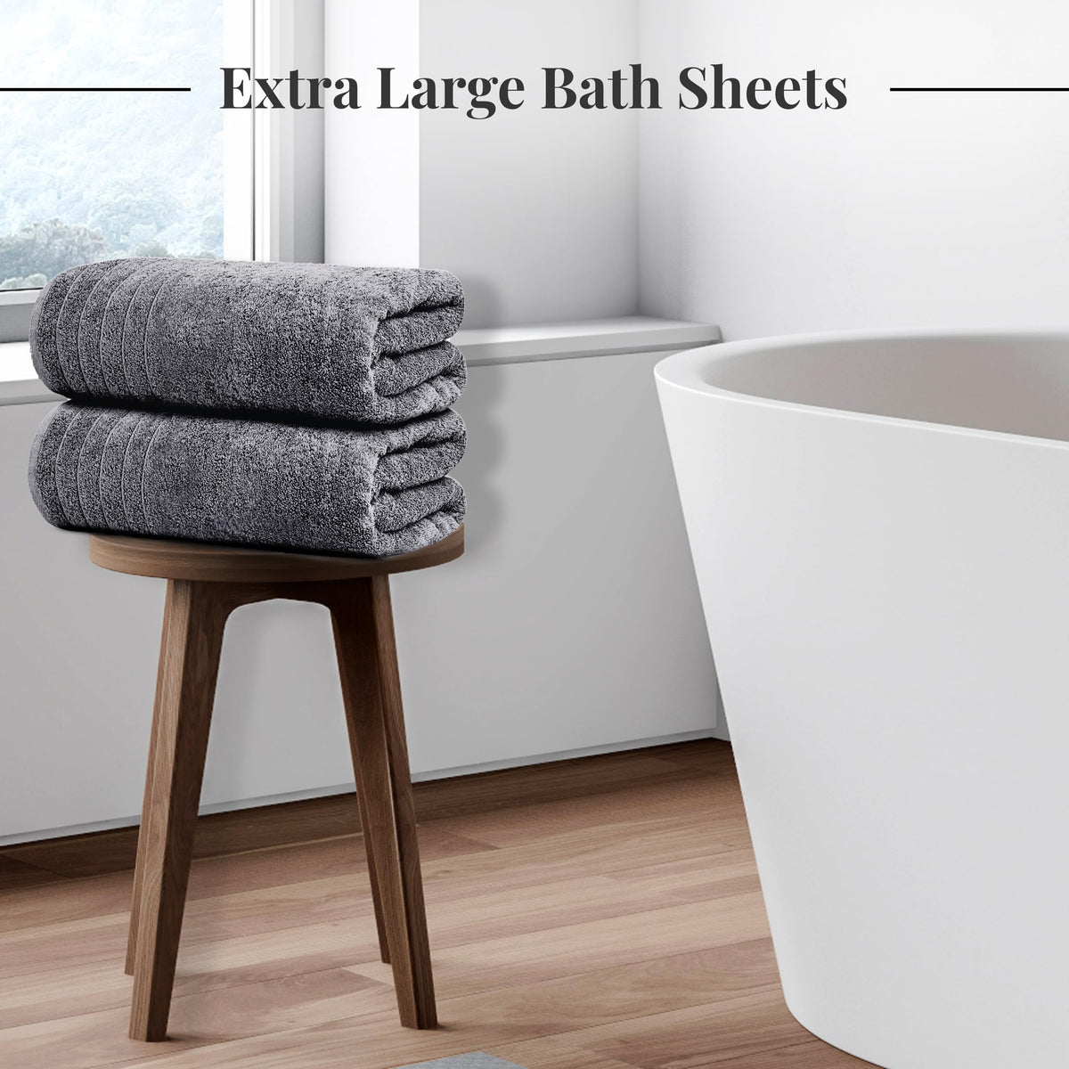 Tens Towels dark grey bath sheets 35x70 offer oversized comfort and soft, absorbent feel.