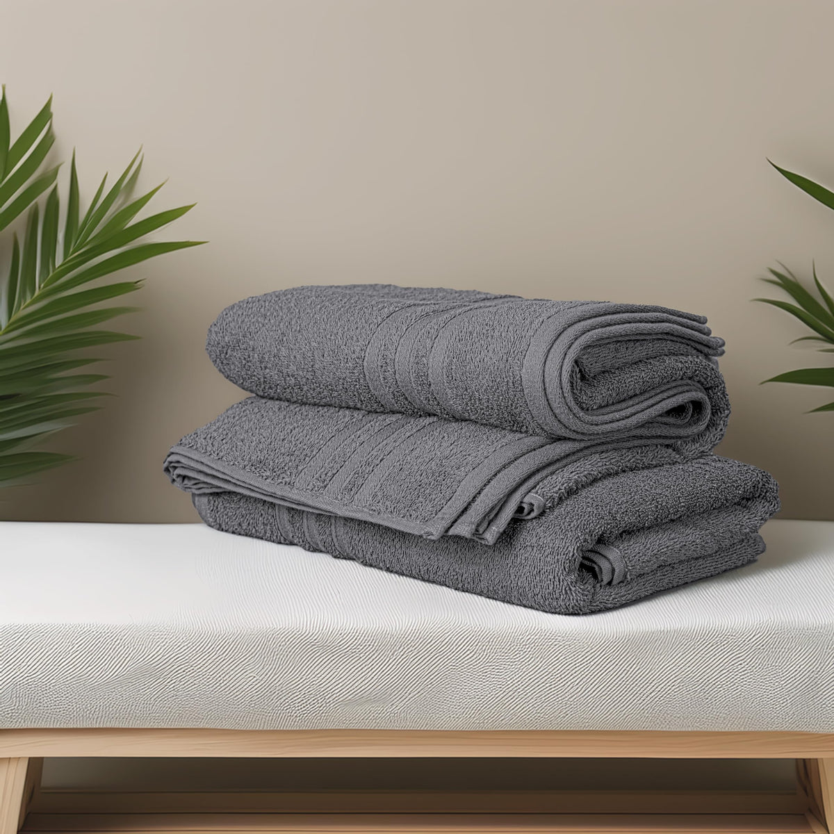 Tens Towels dark grey close-up reveals plush cotton texture for absorbent feel.