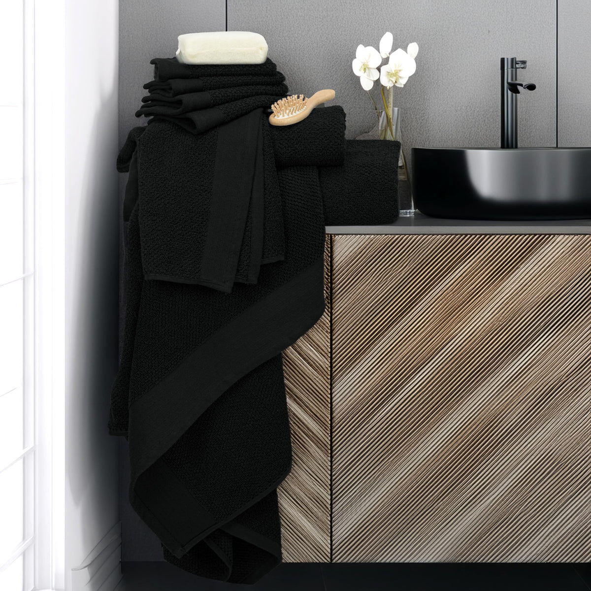 Tens Towels eco-certified facility image emphasizes sustainable production.
