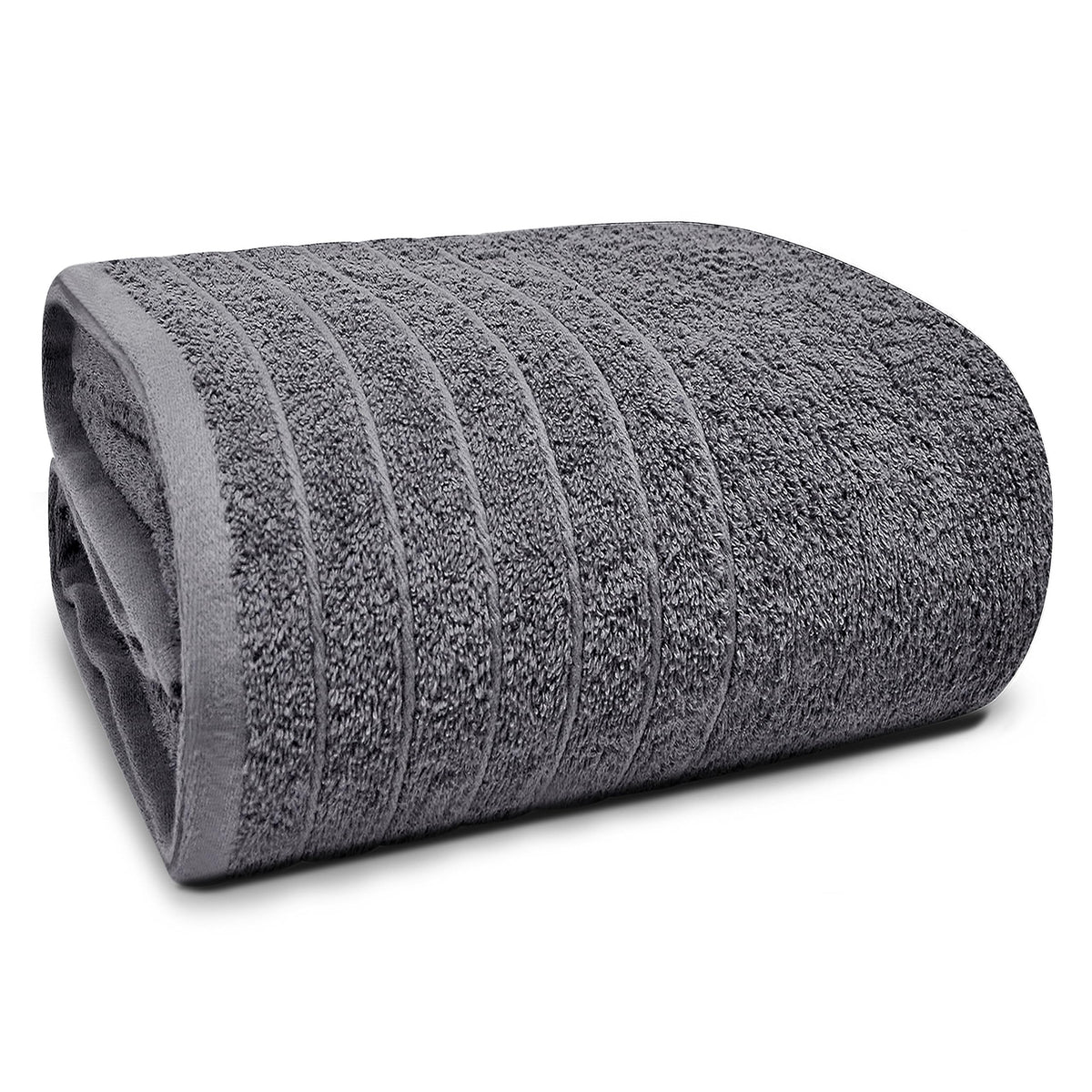 Tens Towels jumbo bath sheet in dark grey ready for wrapping after a shower