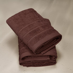 Tens Towels machine-washable-brown-hand-towels indicates easy care.