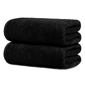 Tens Towels oversized black bath sheet 35x70 inches for a full-body wrap