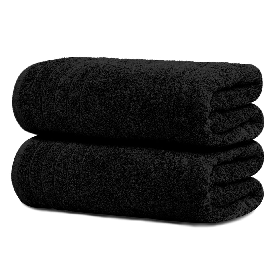 Tens Towels oversized black bath sheet 35x70 inches for a full-body wrap