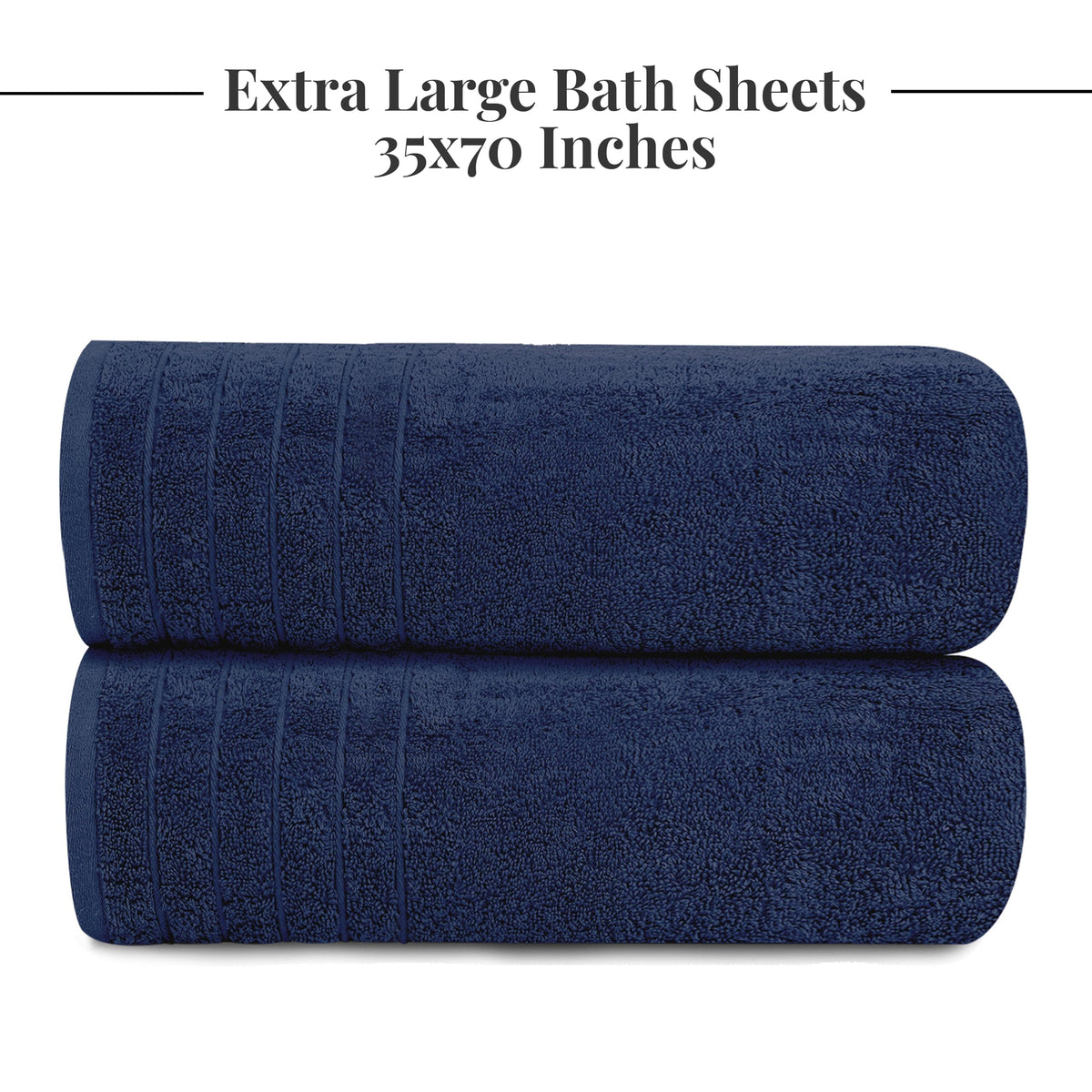 Tens Towels oversized bath sheets folded to show generous size.