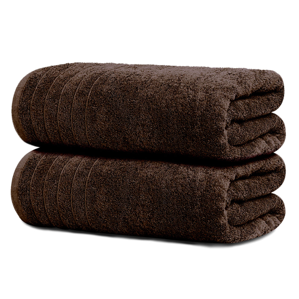 Tens Towels pack of two oversized bath sheets in brown for full-body coverage.