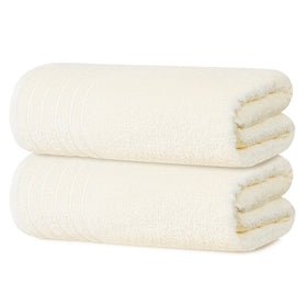 Tens Towels 2-pack extra-large bath sheets in cream, plush weave for luxurious softness.