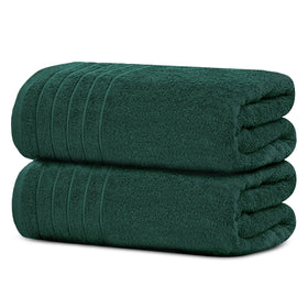 Tens Towels pack of 2 extra-large bath sheets in hunter green for wrapping after showers.