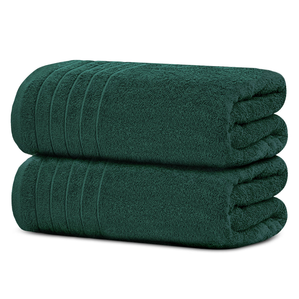 Tens Towels pack of 2 extra-large bath sheets in hunter green for wrapping after showers.