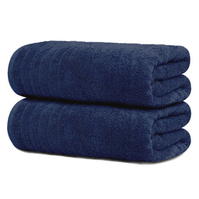 Tens Towels pack of 2 navy extra-large bath sheets for cozy wrap.