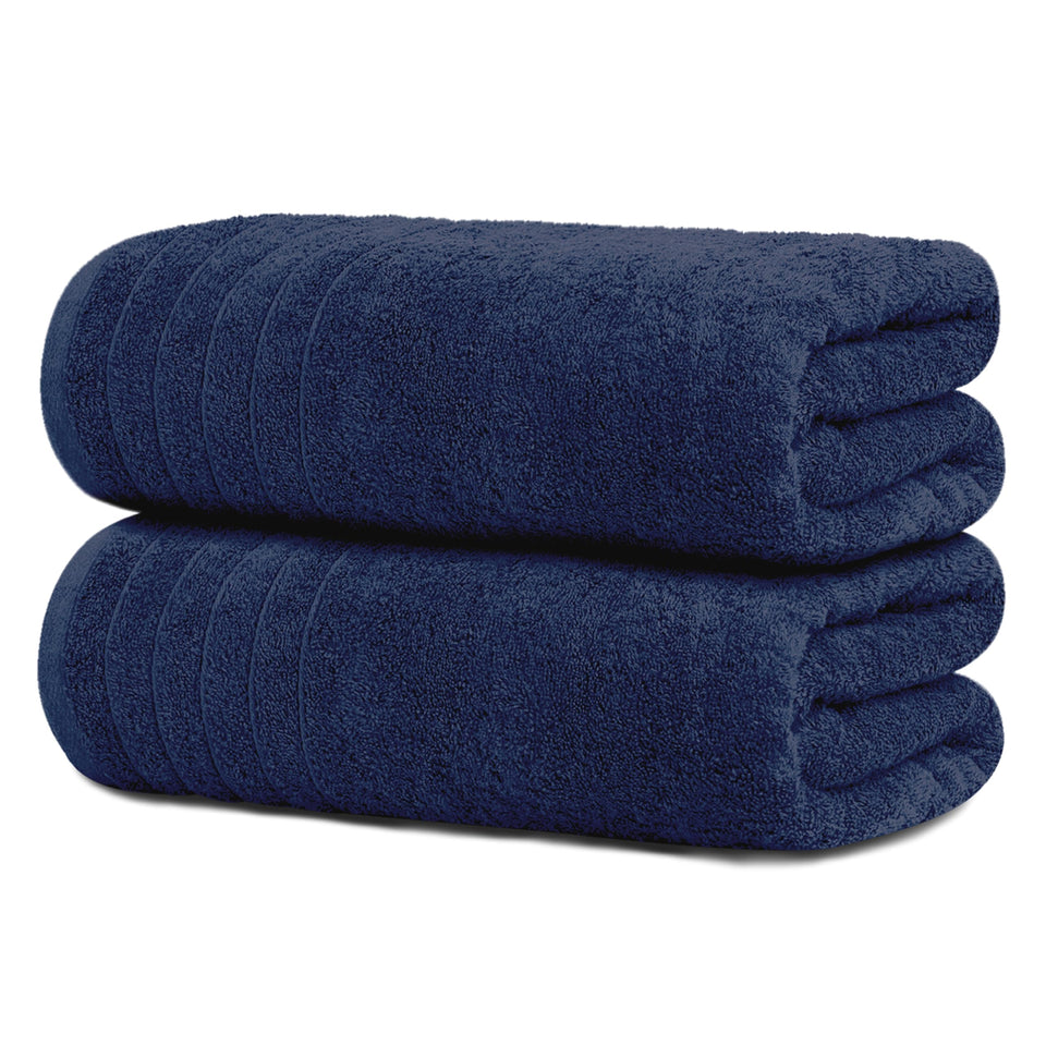 Tens Towels pack of 2 navy extra-large bath sheets for cozy wrap.