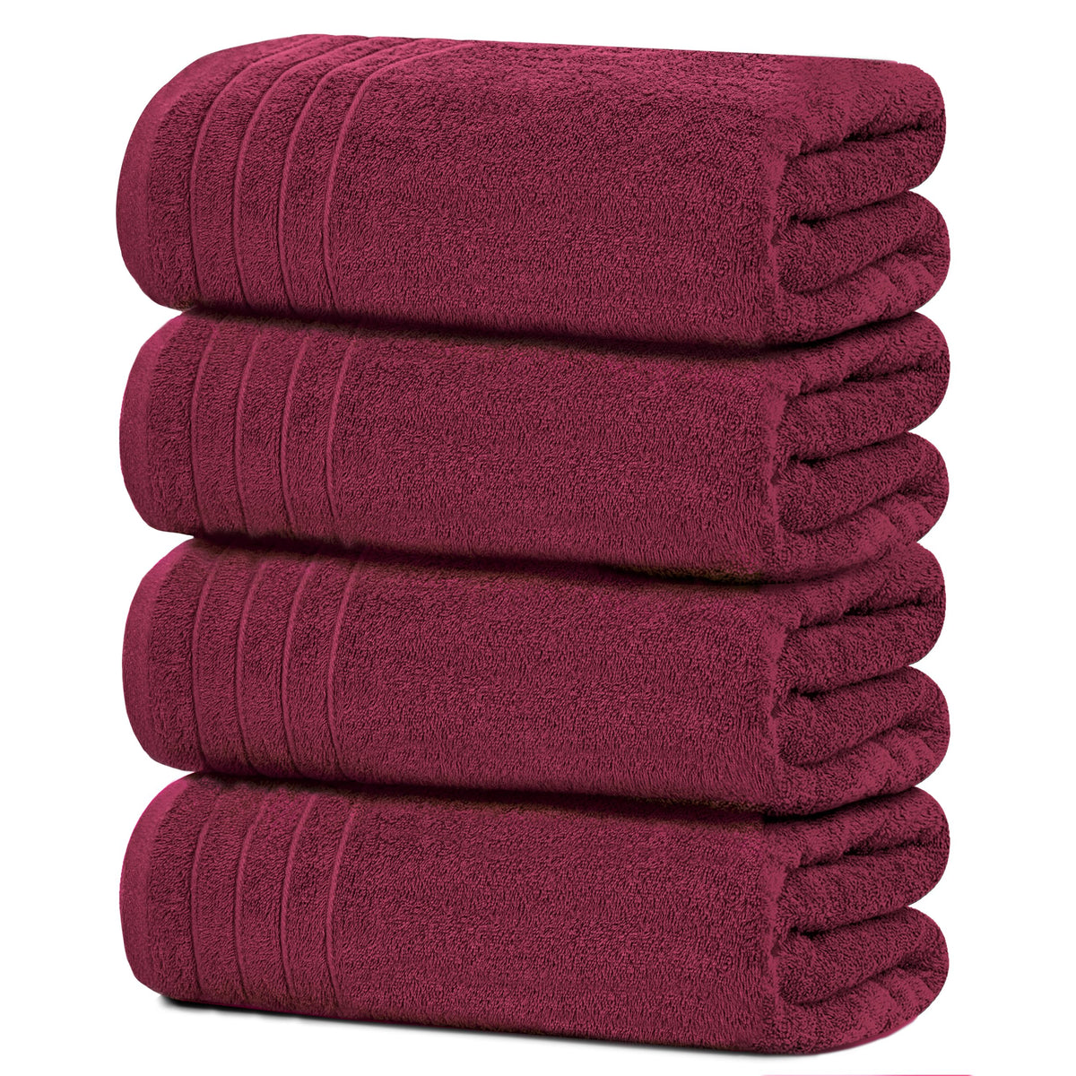 Tens Towels four-pack extra-large bath towels 30x60 inches for luxurious wrapping.