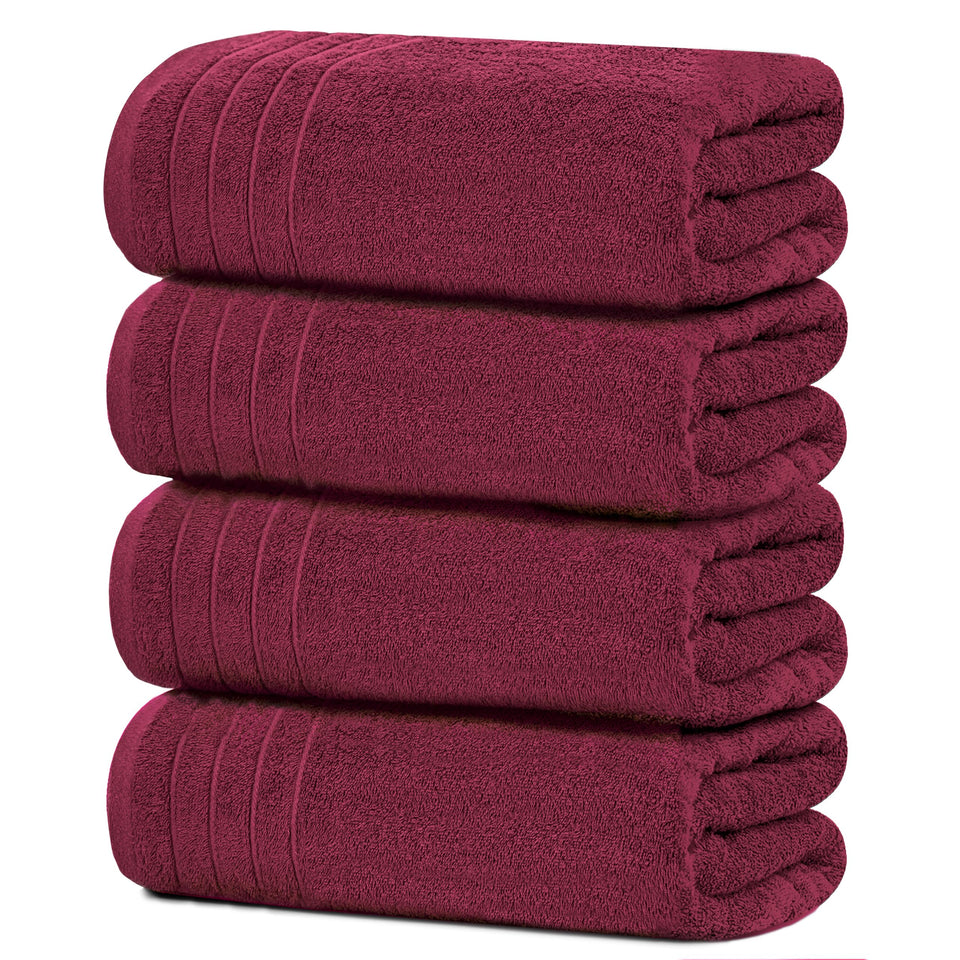 Tens Towels four-pack extra-large bath towels 30x60 inches for luxurious wrapping.