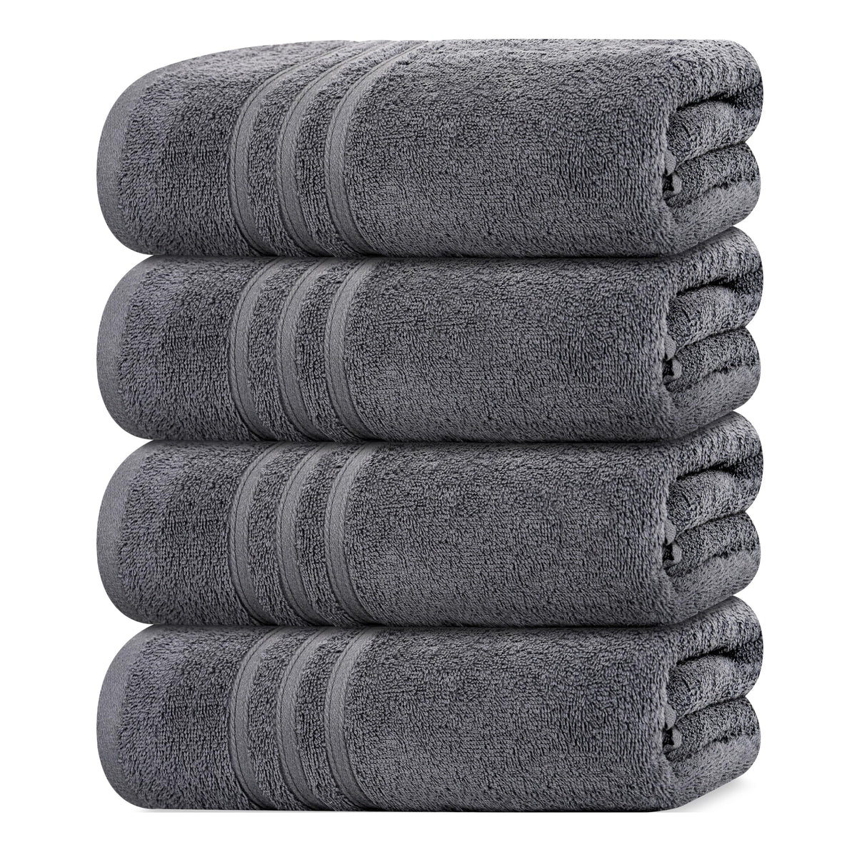 Tens Towels pack of 4 soft bath towels in dark grey for daily comfort.