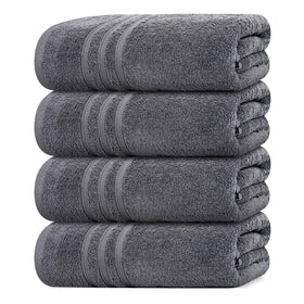 Tens Towels pack of 4 soft bath towels in dark grey for daily comfort.