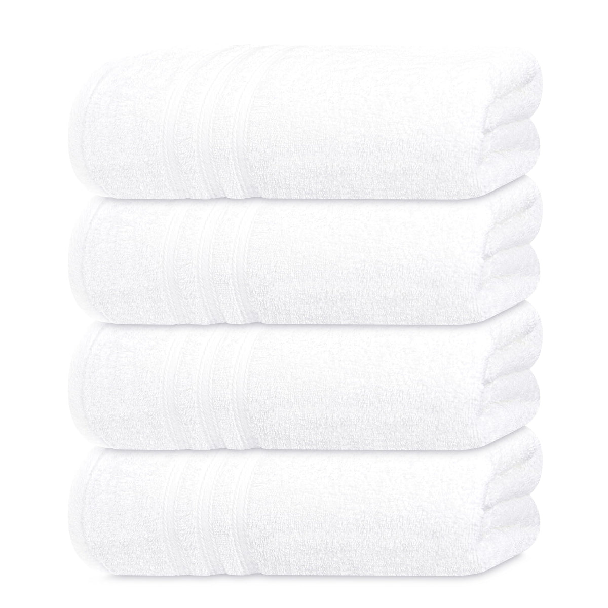 Tens Towels pack of 4 soft bath towels white, folded for daily use.