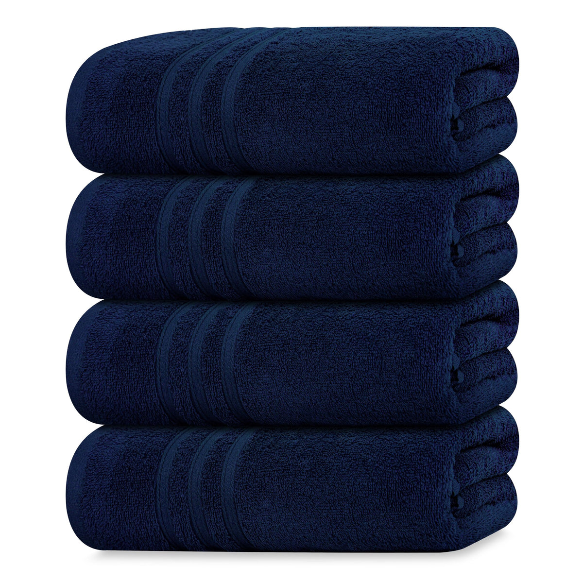 Tens Towels pack of four soft bath towels in navy for everyday comfort.