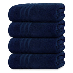 Tens Towels pack of four soft bath towels in navy for everyday comfort.