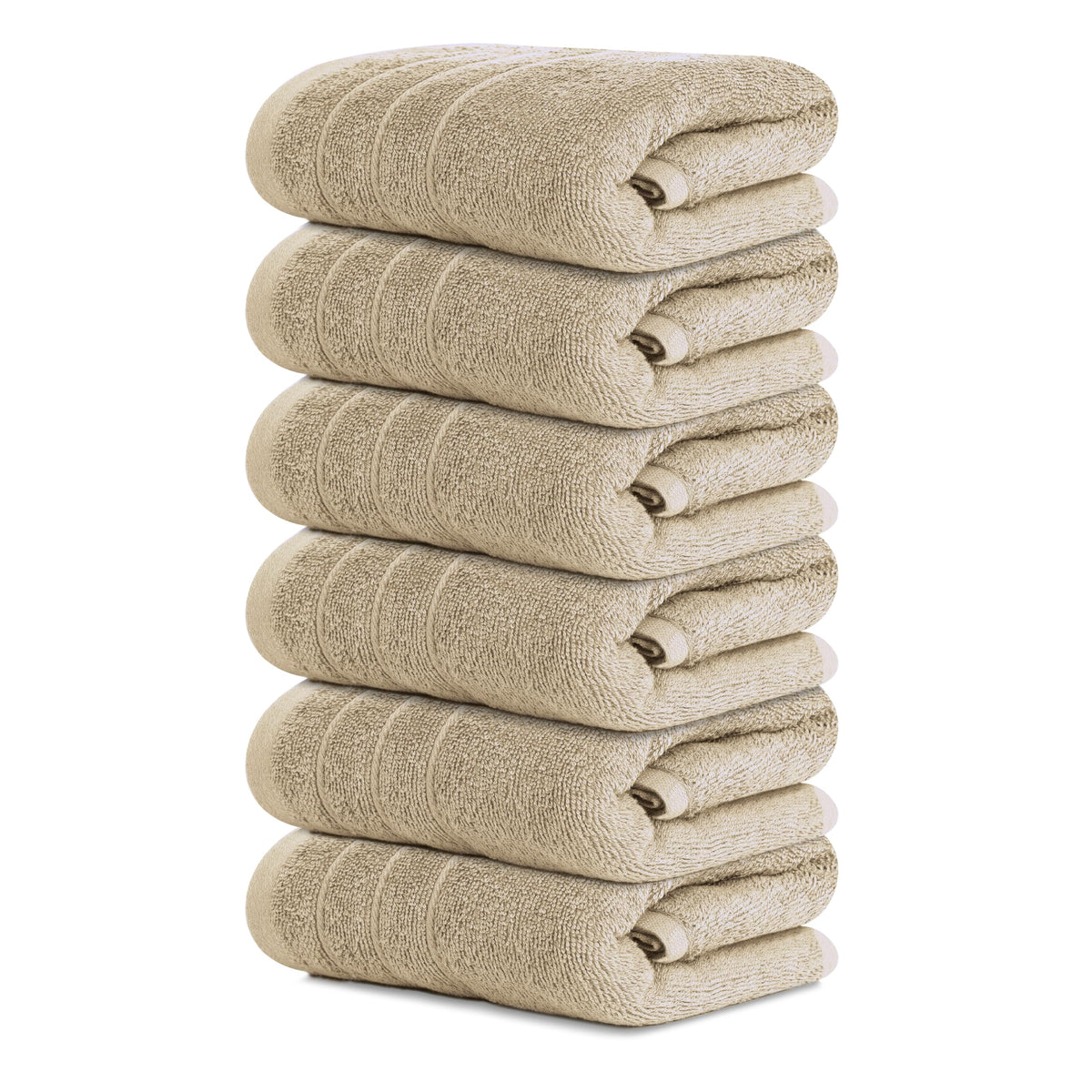 Tens Towels pack of 6 hand towels, beige, 16x28 inches for everyday bathroom use