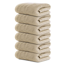 Tens Towels pack of 6 hand towels, beige, 16x28 inches for everyday bathroom use