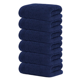 Tens Towels navy hand towel close-up shows soft cotton and absorbent texture.