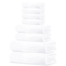 Tens Towels pack of 8 towels, all-white set, versatile for bathroom use