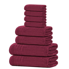 Tens Towels pack eight towels set for versatile bathroom use with quick drying.