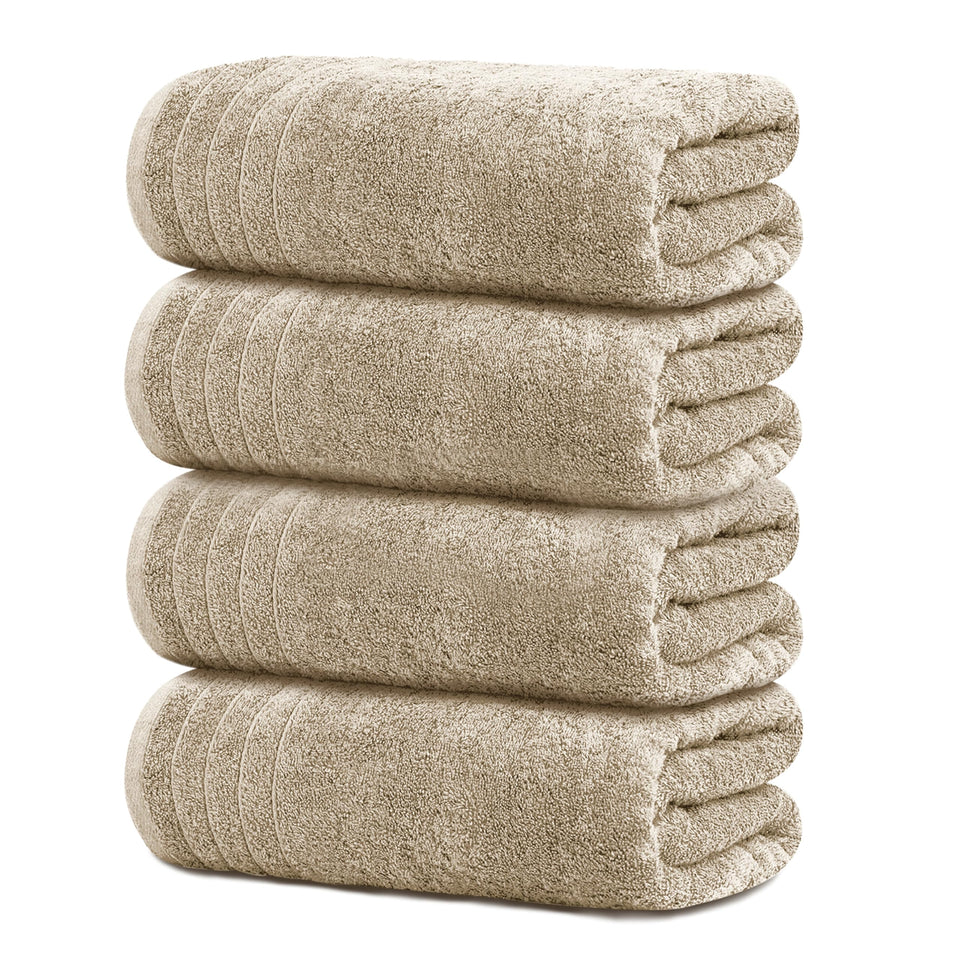 Tens Towels pack of four beige 30x60 bath towels for luxurious wraps.