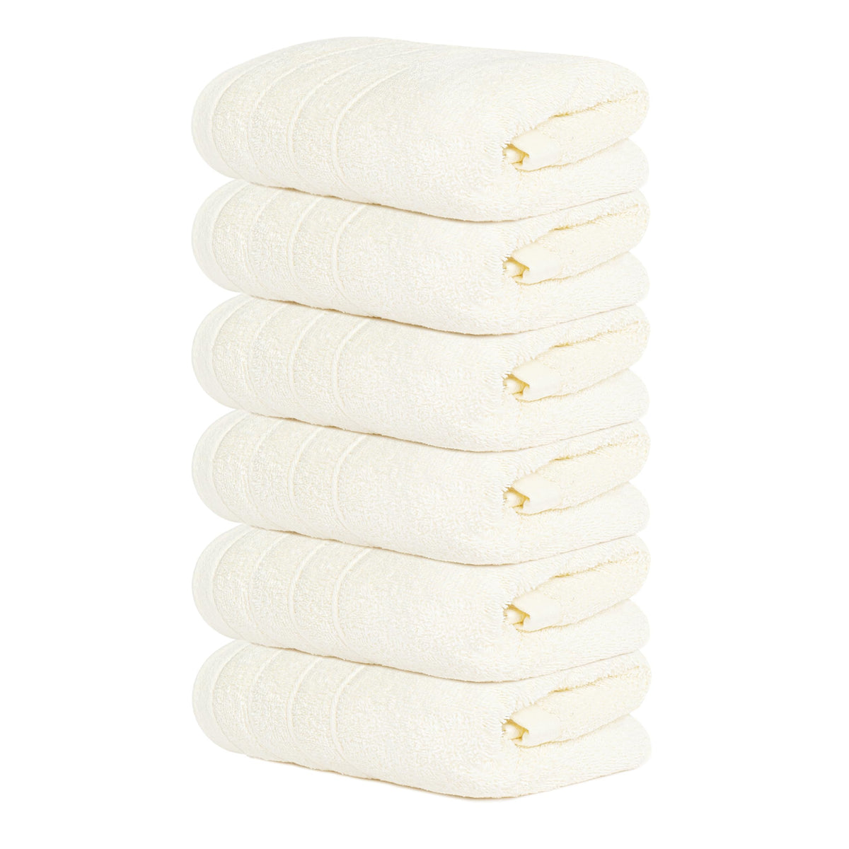 Tens Towels pack of 6 cream hand towels for everyday bathroom use.