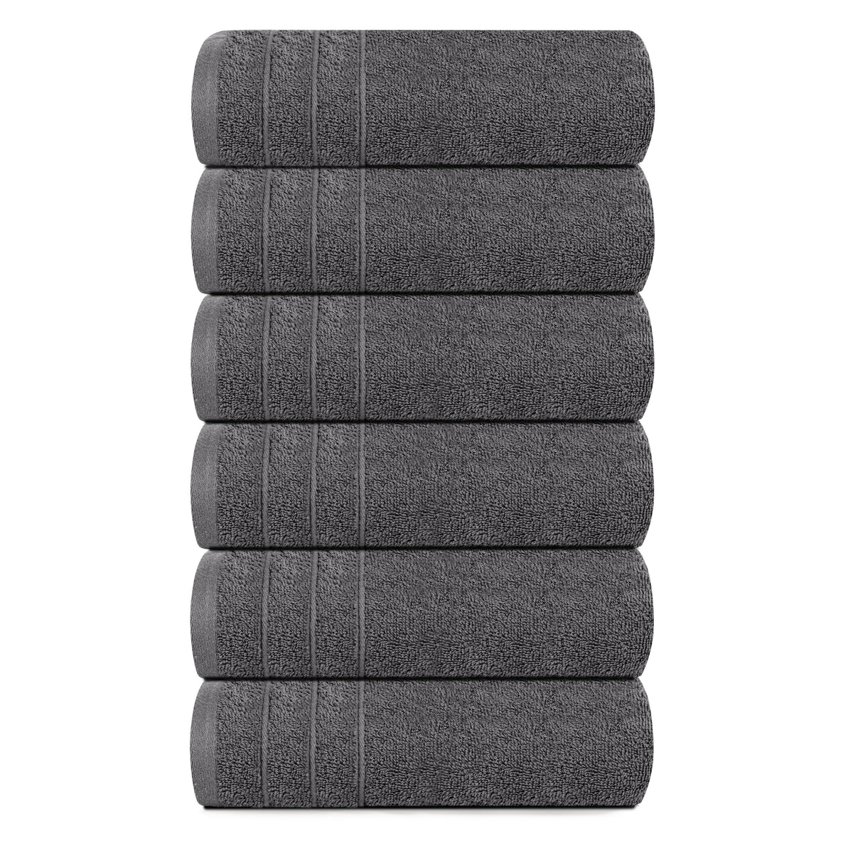 Tens Towels six-pack neatly stacked for a tidy vanity.