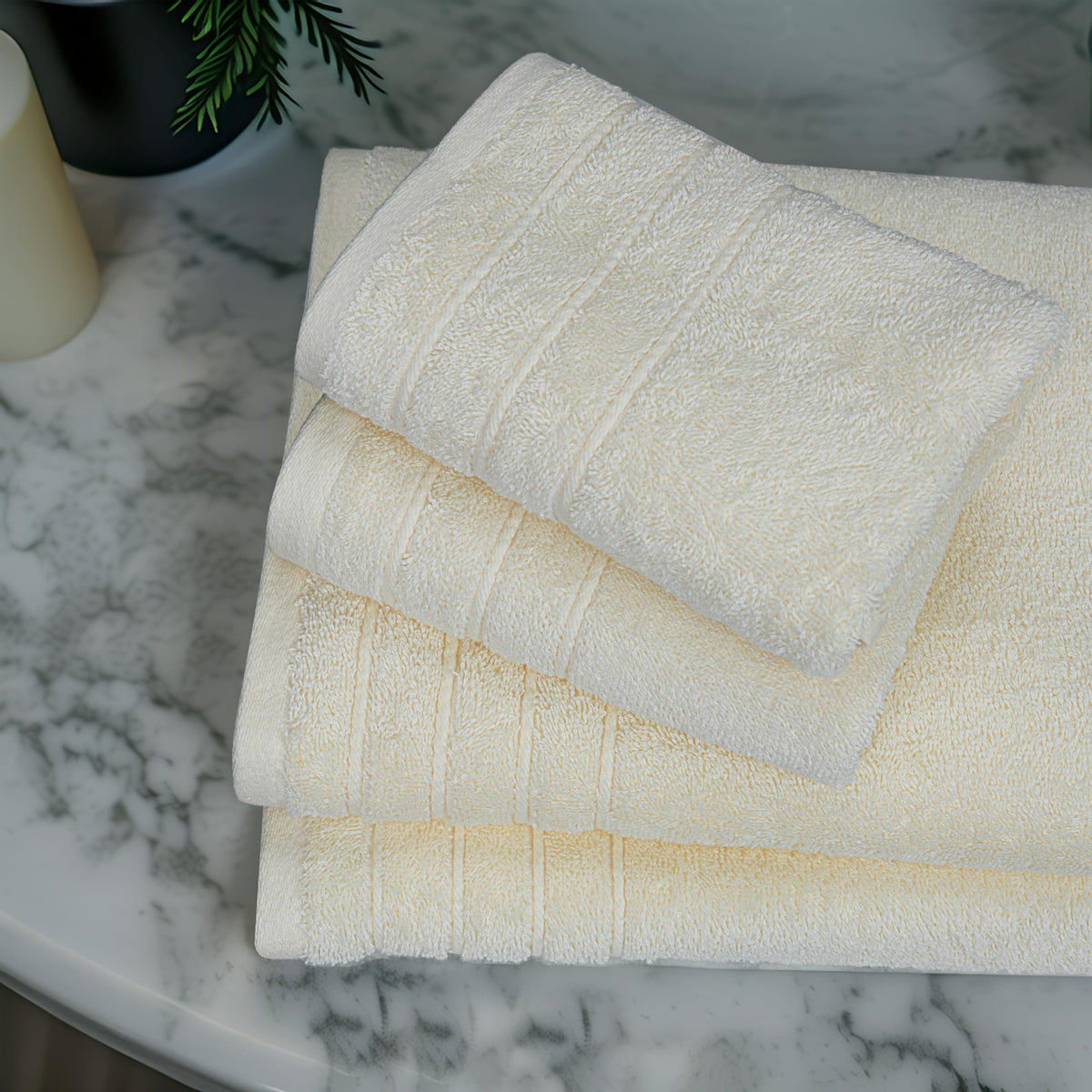Tens Towels cream hand towels featured for everyday hand drying and softness.