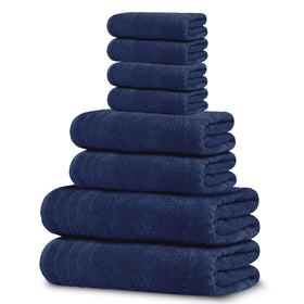 Tens Towels pack8 overall bath set in navy, showing lightweight quick-dry design