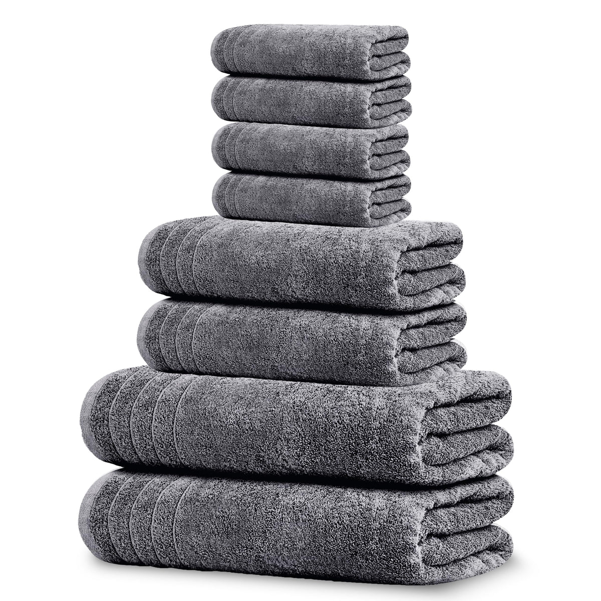 Tens Towels pack of eight towels ensemble for a complete bathroom set with quick-dry convenience.