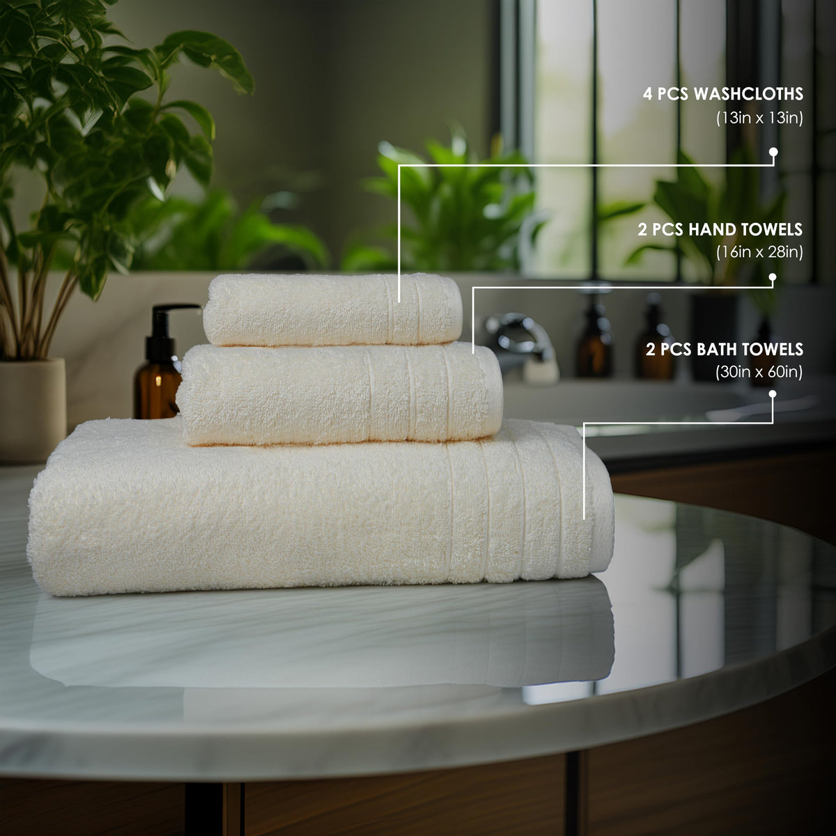 Tens Towels care-ready steps image illustrate washing before first use.