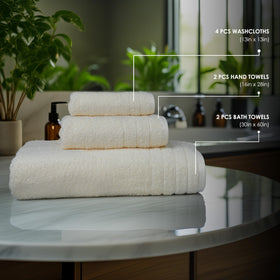 Tens Towels care-ready steps image illustrate washing before first use.
