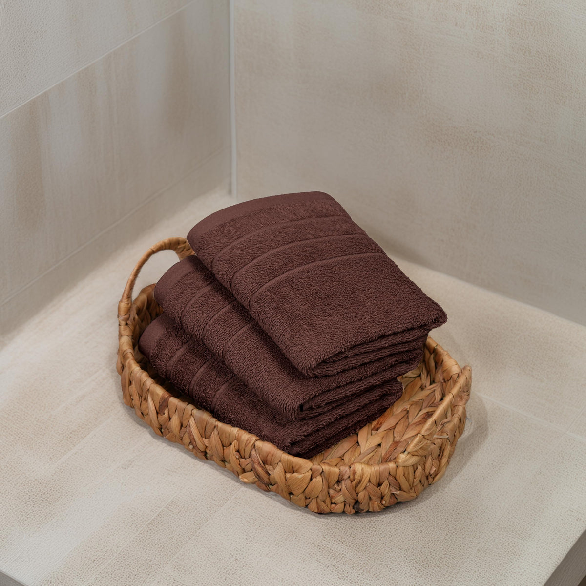 Tens Towels soft-absorbent-texture-closeup-brown highlights plush feel.