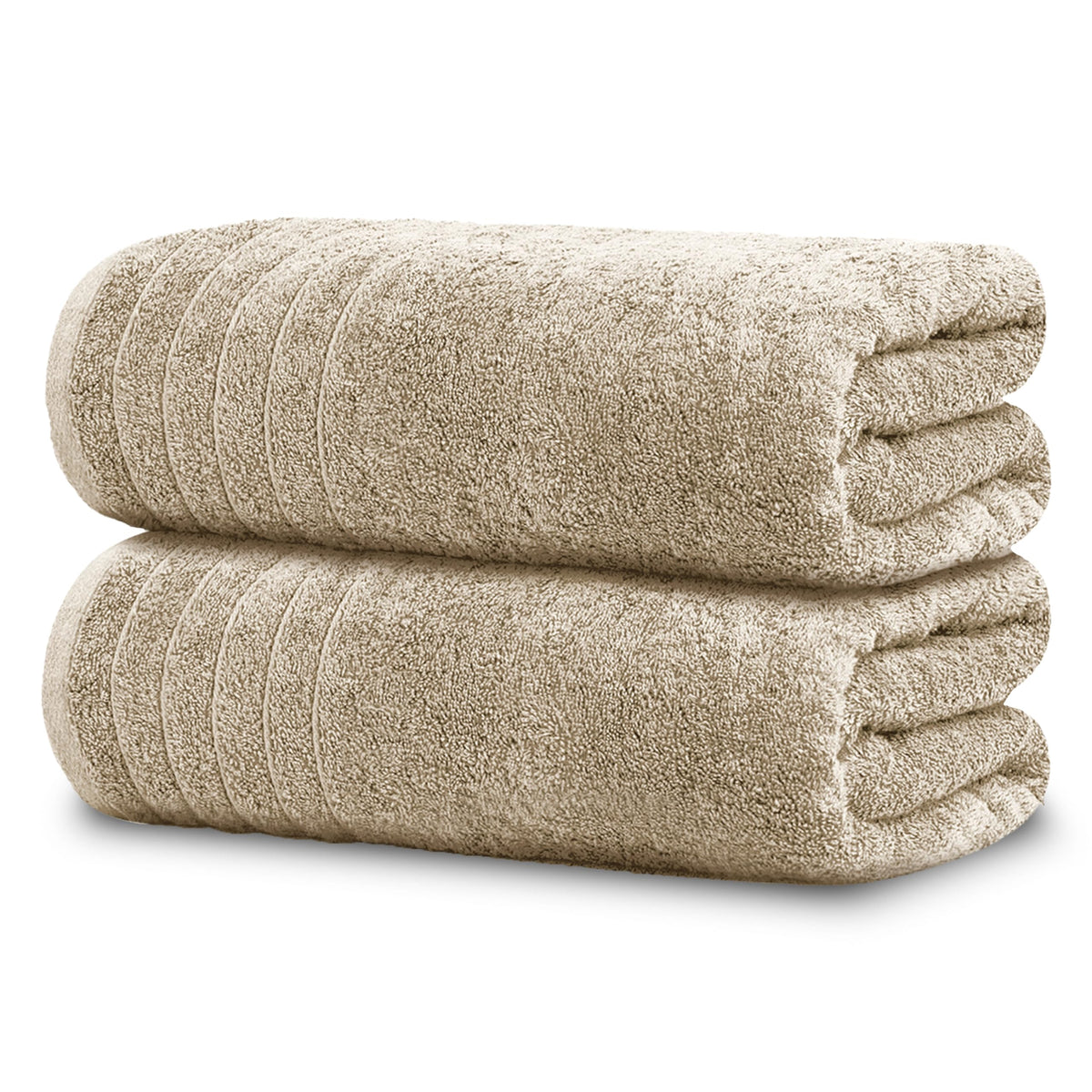 Tens Towels two oversized bath sheets laid flat, showcasing softness and size.