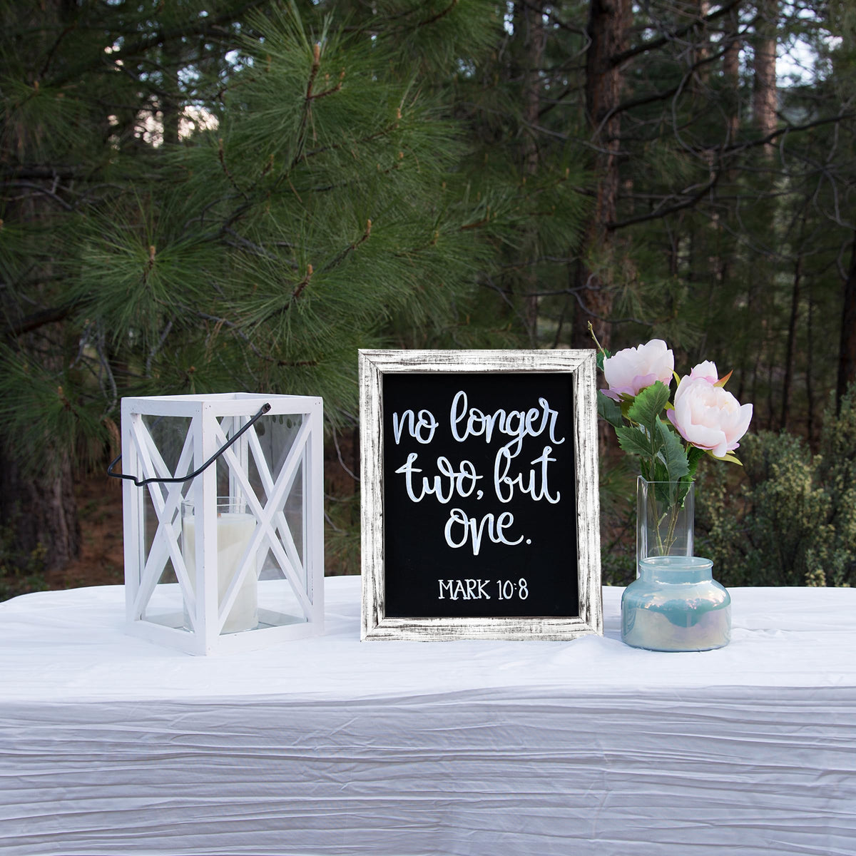 TenXVI Designs countertop wedding chalkboard sign ready for event use