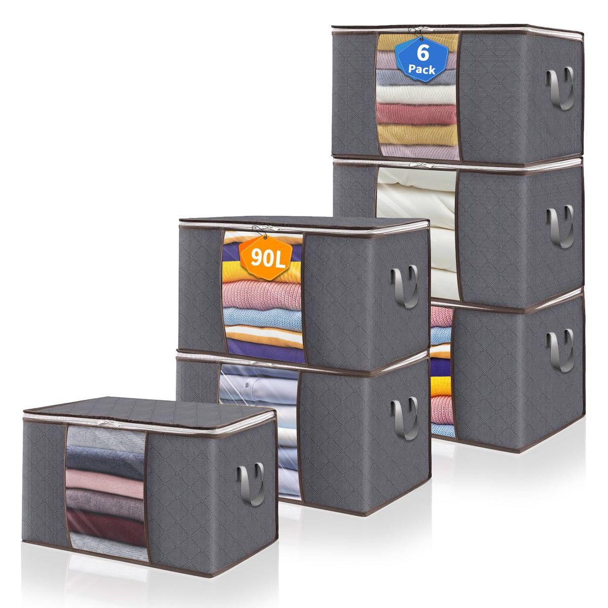 TEPECH 90L under bed storage bag with foldable gray design